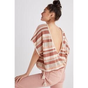 Anthropologie Striped Side-Tie Poncho Boho One Size